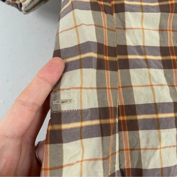 Philippe Adec Vintage Plaid Mini Dress Casual Brown Tan Small 90s Retro - Picture 6 of 7